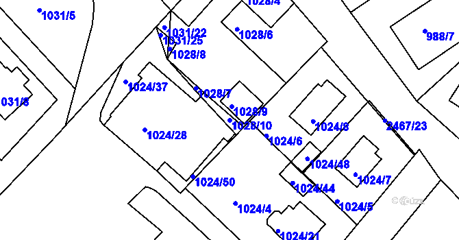 Parcela st. 1028/10 v KÚ Jeseník, Katastrální mapa