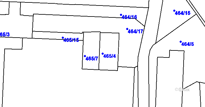 Parcela st. 465/4 v KÚ Jeseník, Katastrální mapa