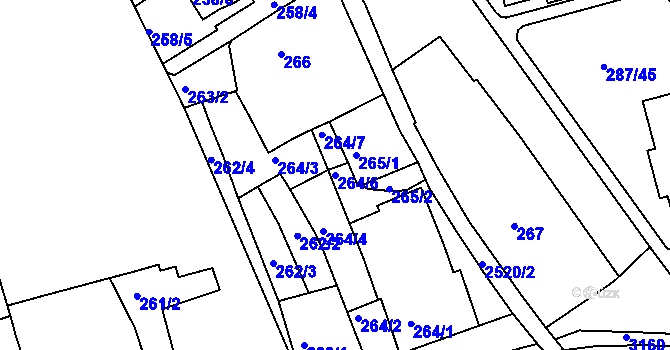 Parcela st. 264/6 v KÚ Jeseník, Katastrální mapa