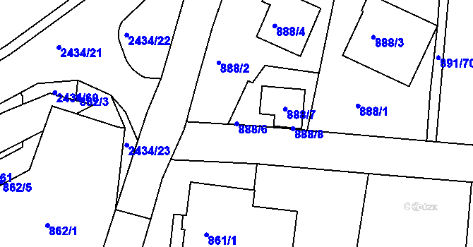 Parcela st. 888/6 v KÚ Jeseník, Katastrální mapa
