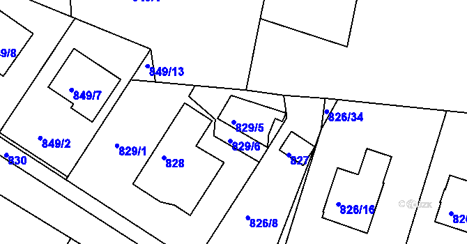 Parcela st. 829/5 v KÚ Jeseník, Katastrální mapa