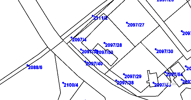 Parcela st. 2097/53 v KÚ Jeseník, Katastrální mapa