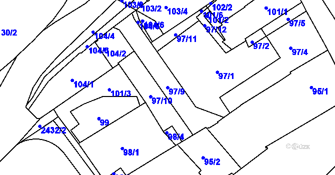 Parcela st. 97/9 v KÚ Jeseník, Katastrální mapa