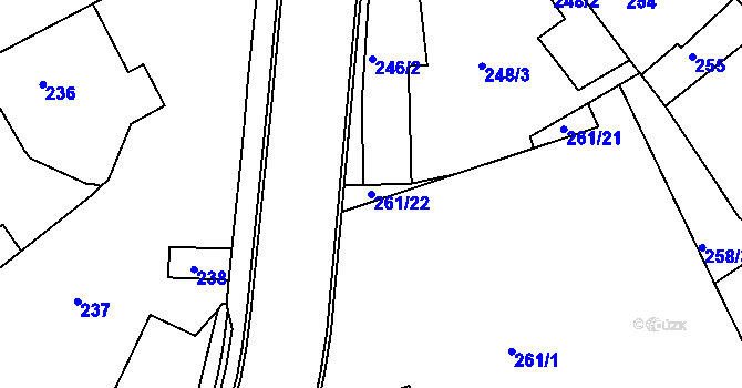 Parcela st. 261/22 v KÚ Jeseník, Katastrální mapa