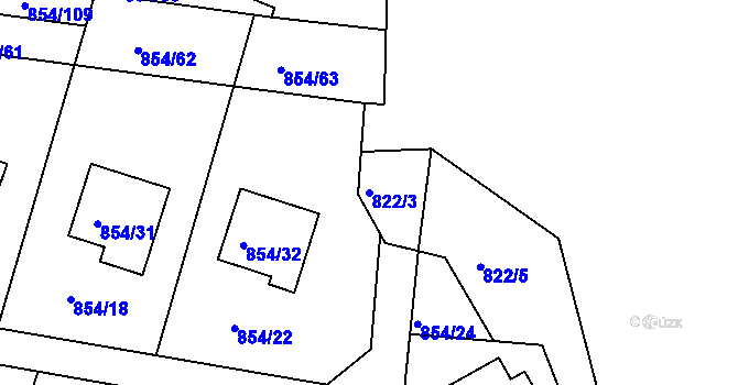 Parcela st. 822/3 v KÚ Jeseník, Katastrální mapa