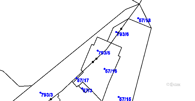 Parcela st. 793/5 v KÚ Jeseník, Katastrální mapa