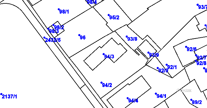 Parcela st. 94/3 v KÚ Jeseník, Katastrální mapa