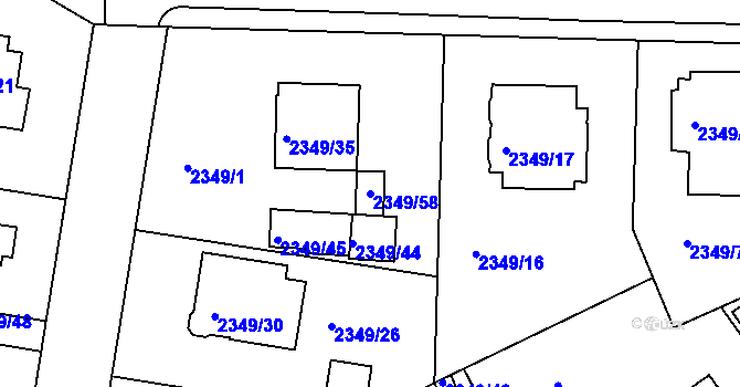 Parcela st. 2349/58 v KÚ Jeseník, Katastrální mapa
