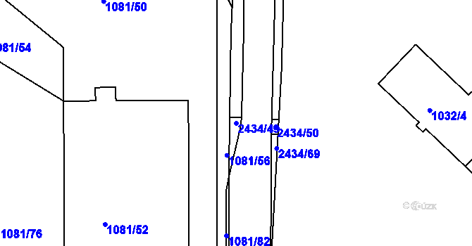 Parcela st. 2434/49 v KÚ Jeseník, Katastrální mapa