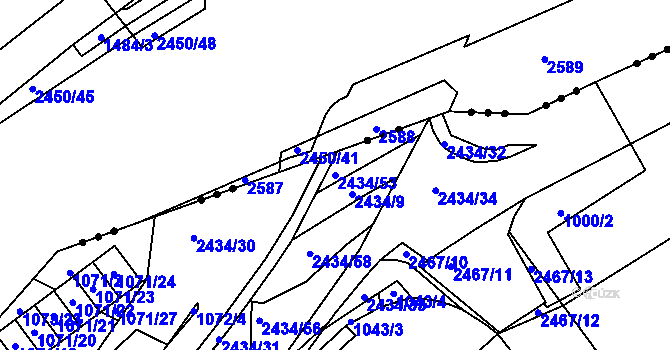 Parcela st. 2434/53 v KÚ Jeseník, Katastrální mapa