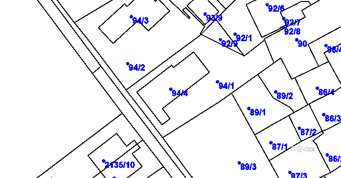 Parcela st. 94/4 v KÚ Jeseník, Katastrální mapa