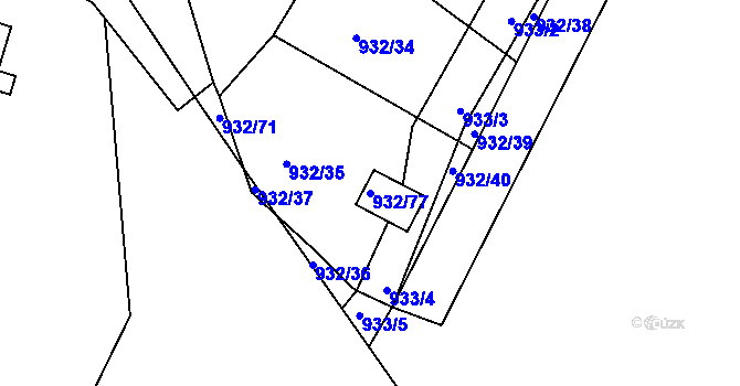 Parcela st. 932/77 v KÚ Jeseník, Katastrální mapa