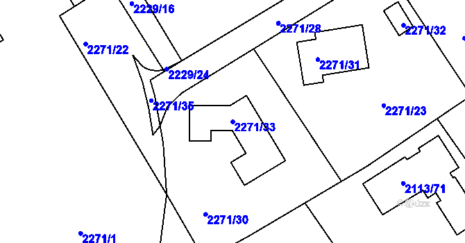 Parcela st. 2271/33 v KÚ Jeseník, Katastrální mapa