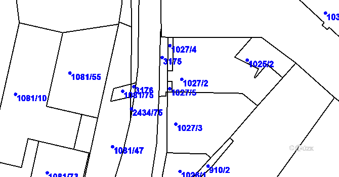 Parcela st. 1027/5 v KÚ Jeseník, Katastrální mapa