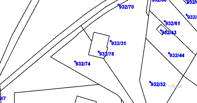 Parcela st. 932/78 v KÚ Jeseník, Katastrální mapa