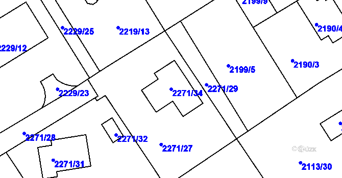Parcela st. 2271/34 v KÚ Jeseník, Katastrální mapa