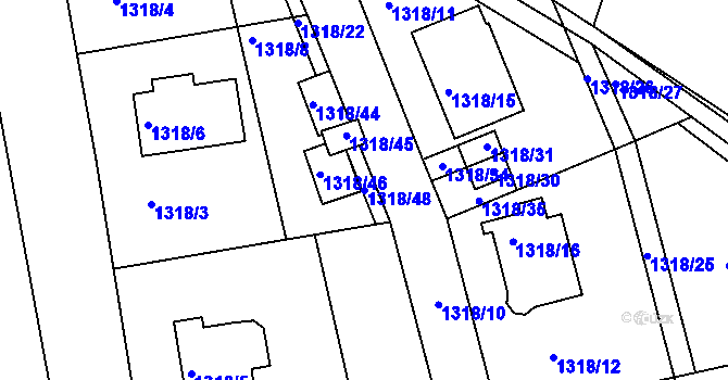 Parcela st. 1318/48 v KÚ Jeseník, Katastrální mapa