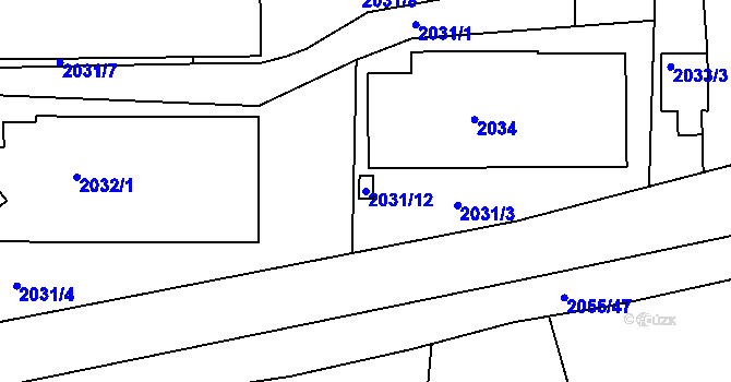 Parcela st. 2031/12 v KÚ Jeseník, Katastrální mapa