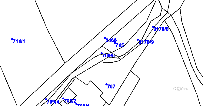Parcela st. 709/5 v KÚ Jeseník, Katastrální mapa