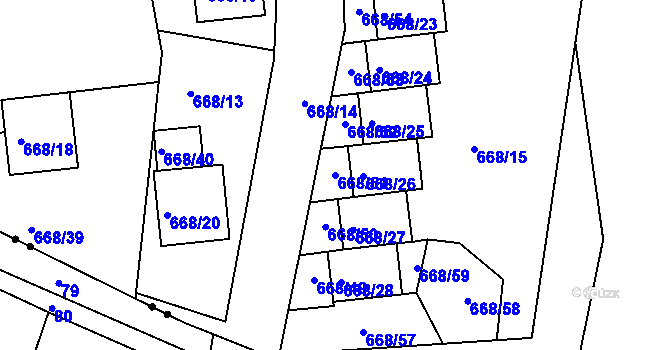 Parcela st. 668/51 v KÚ Jeseník, Katastrální mapa