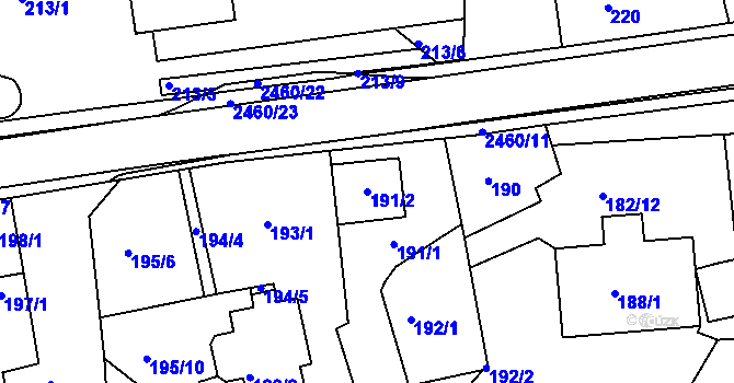 Parcela st. 191/2 v KÚ Jeseník, Katastrální mapa