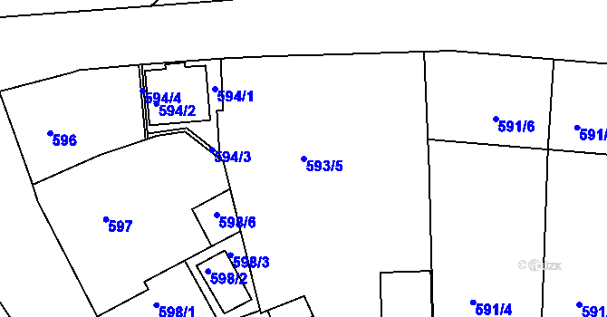 Parcela st. 593/5 v KÚ Jeseník, Katastrální mapa