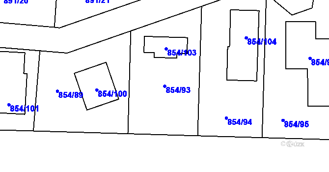 Parcela st. 854/93 v KÚ Jeseník, Katastrální mapa