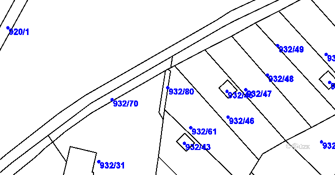 Parcela st. 932/80 v KÚ Jeseník, Katastrální mapa