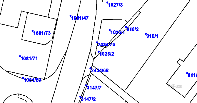 Parcela st. 1026/2 v KÚ Jeseník, Katastrální mapa