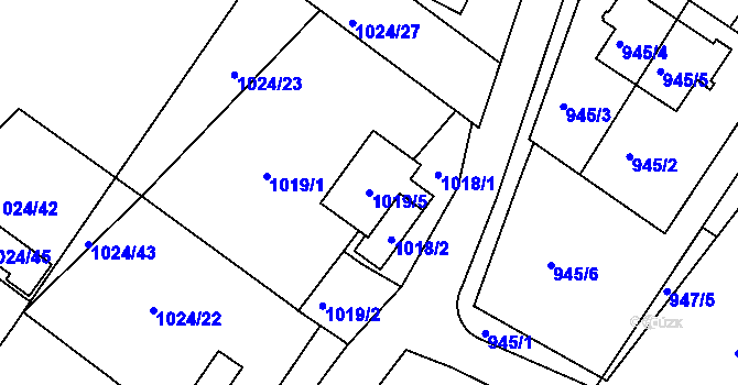 Parcela st. 1019/5 v KÚ Jeseník, Katastrální mapa