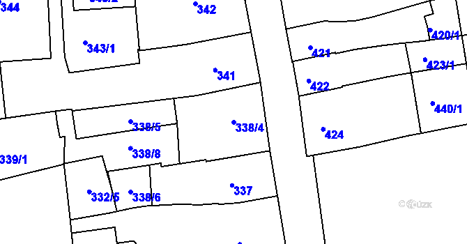 Parcela st. 338/4 v KÚ Jeseník, Katastrální mapa