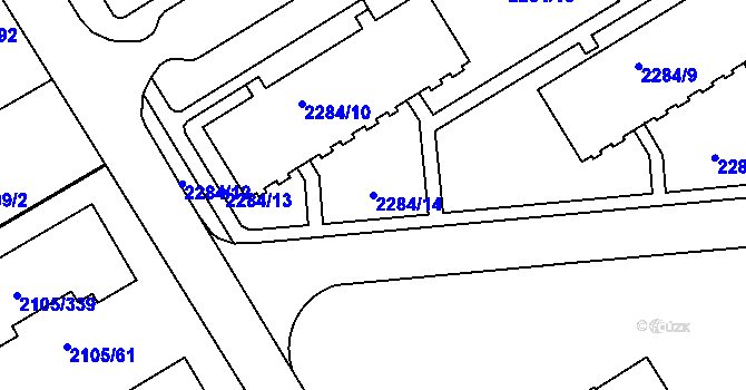 Parcela st. 2284/14 v KÚ Jeseník, Katastrální mapa