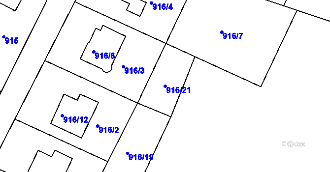 Parcela st. 916/21 v KÚ Jeseník, Katastrální mapa