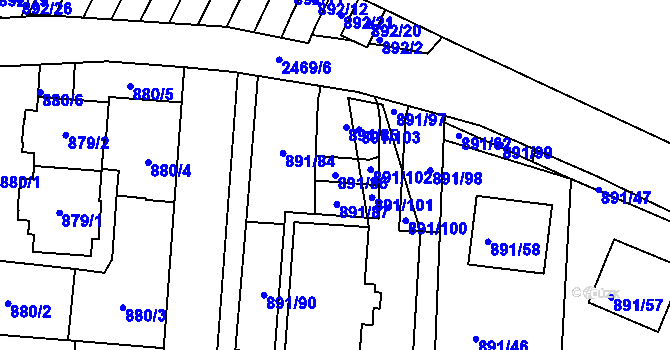 Parcela st. 891/86 v KÚ Jeseník, Katastrální mapa