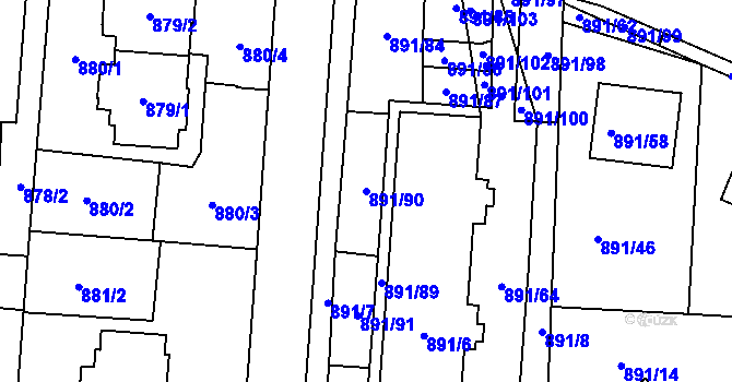 Parcela st. 891/90 v KÚ Jeseník, Katastrální mapa