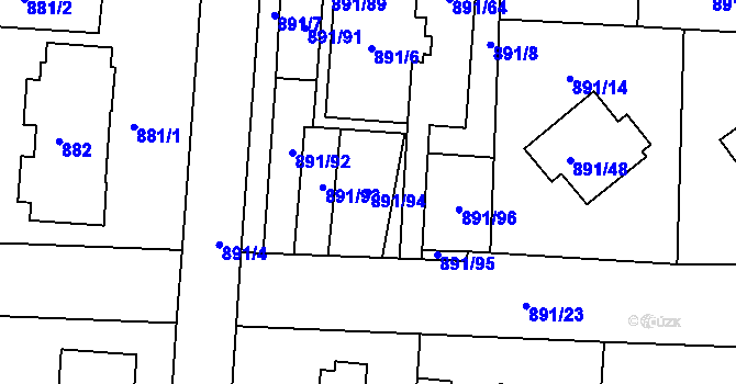 Parcela st. 891/94 v KÚ Jeseník, Katastrální mapa