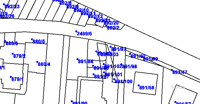 Parcela st. 891/103 v KÚ Jeseník, Katastrální mapa