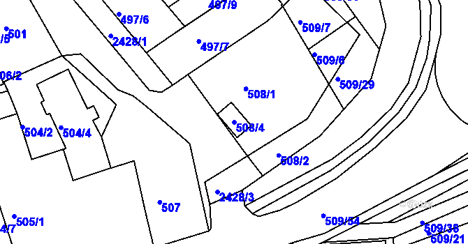 Parcela st. 508/4 v KÚ Jeseník, Katastrální mapa