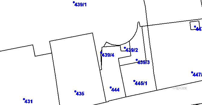 Parcela st. 439/4 v KÚ Jeseník, Katastrální mapa