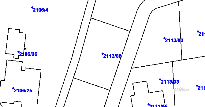 Parcela st. 2113/86 v KÚ Jeseník, Katastrální mapa