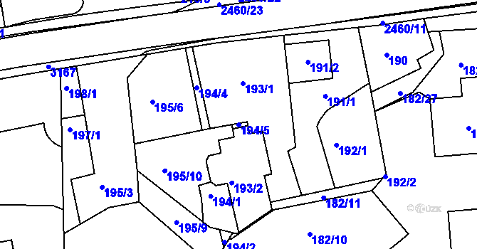 Parcela st. 194/5 v KÚ Jeseník, Katastrální mapa