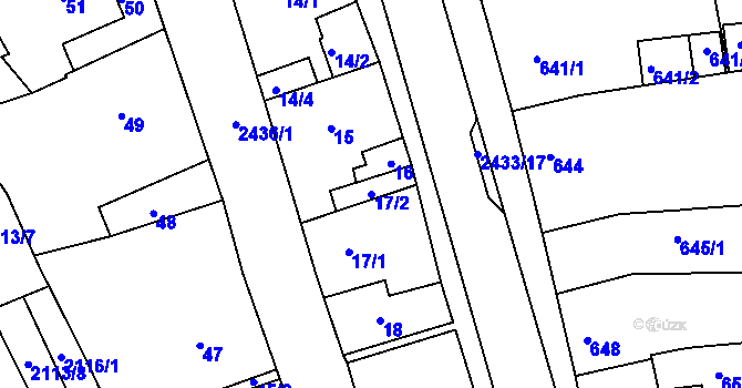 Parcela st. 17/2 v KÚ Jeseník, Katastrální mapa