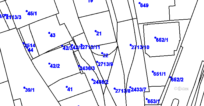 Parcela st. 22 v KÚ Jeseník, Katastrální mapa