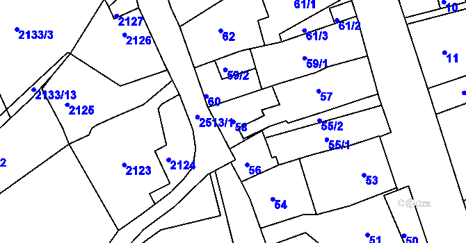 Parcela st. 58 v KÚ Jeseník, Katastrální mapa
