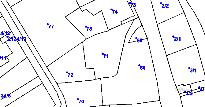 Parcela st. 71 v KÚ Jeseník, Katastrální mapa