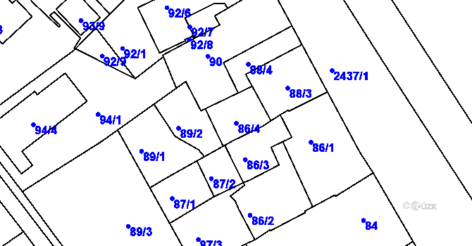 Parcela st. 86/4 v KÚ Jeseník, Katastrální mapa