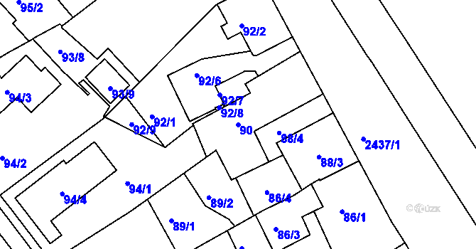 Parcela st. 90 v KÚ Jeseník, Katastrální mapa