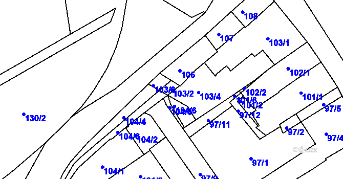Parcela st. 103/2 v KÚ Jeseník, Katastrální mapa