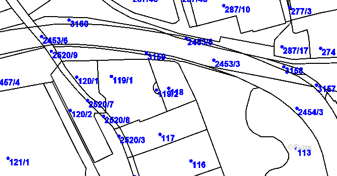 Parcela st. 118 v KÚ Jeseník, Katastrální mapa