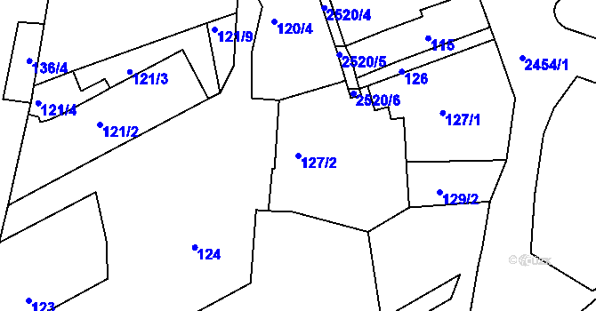 Parcela st. 127/2 v KÚ Jeseník, Katastrální mapa